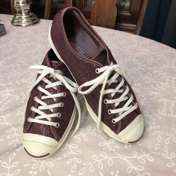 Converse Shoes - Converse Sequin Shoes Maroon Jack Purcell